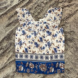 Janie and Jack White and Blue Floral Top - SIZE 6